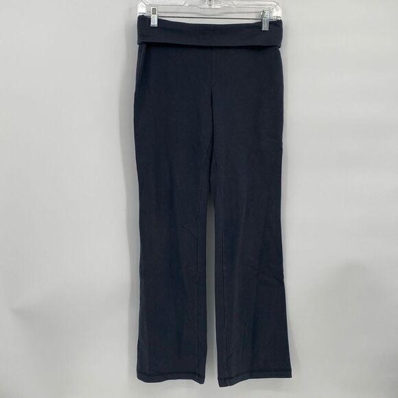 Old Navy Active Foldover Yoga Pants Gray Logo Back Flare Legs Small Petite Y2K - Picture 1 of 10